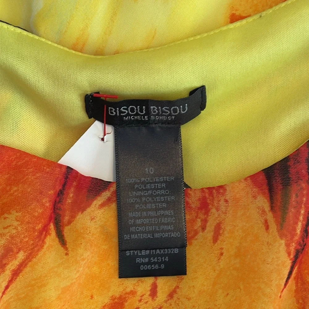 Bisou Bisou Sheer Floral Print One shoulder Sheath MIDI Dress Size 10 EUC - Picture 3 of 4